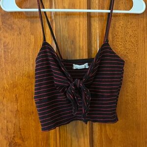 Brandy Melville Black and Red Striped Tank Top